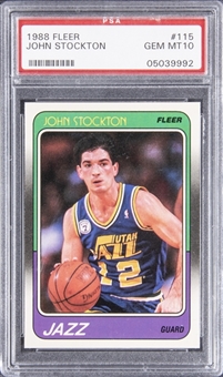 1988-89 Fleer #115 John Stockton Rookie Card - PSA GEM MT 10